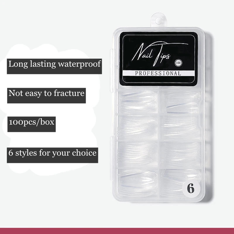 Misscheering New Style 100pcs Transparent Frosted Nail Art With Removable and Extended False Nails