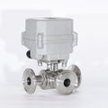 DN15 1/2" Inch 3 Way 230V AC Tri Clamp Food Grade 304 Stainless Steel Motor Operated Electric Sanitary Ball Valve