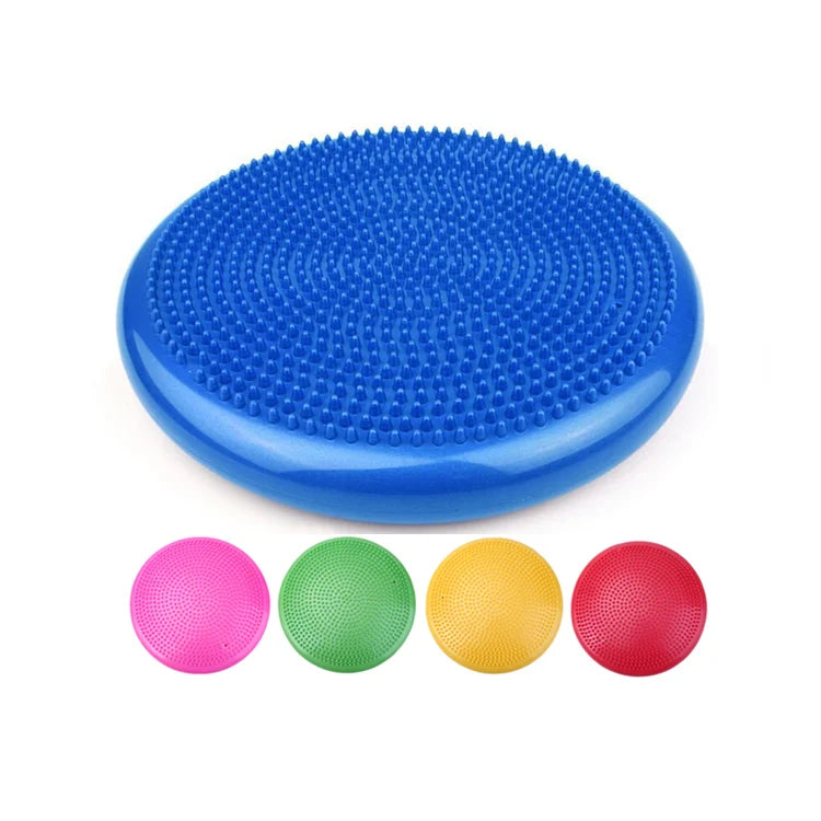 Custom Logo Gym Home Fitness Training Disc Wobble Cushion Inflatable Soft PVC Yoga Massage Balance Mat Pad With Air Pump