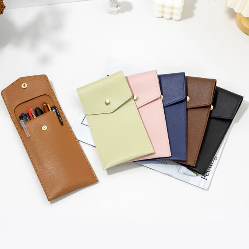 Portable PU Leather Creative Pencil Case Personality Organizer Bag for Stationery Pen Package