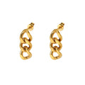 Fashion Women Stainless Steel Jewelry Minimalist 18K Gold Plated Geometric Link Chain Stud Earrings Waterproof YF2901