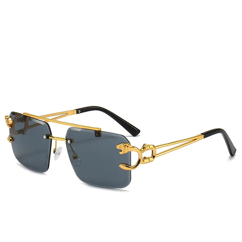 2022 New Square Fashion Rimless Sunglasses for Men and Women Frameless Rectangle Glasses with Tinted UV400 Lens