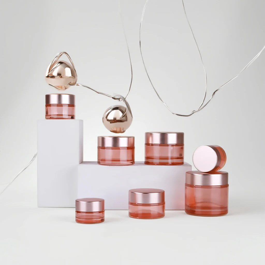 Cosmetic Jars Packaging 5g-100g Flat Glass Serum Candle Mason Jars with Screw Cap 30ml 50ml 100ml Storage Bottles Wax Volumes