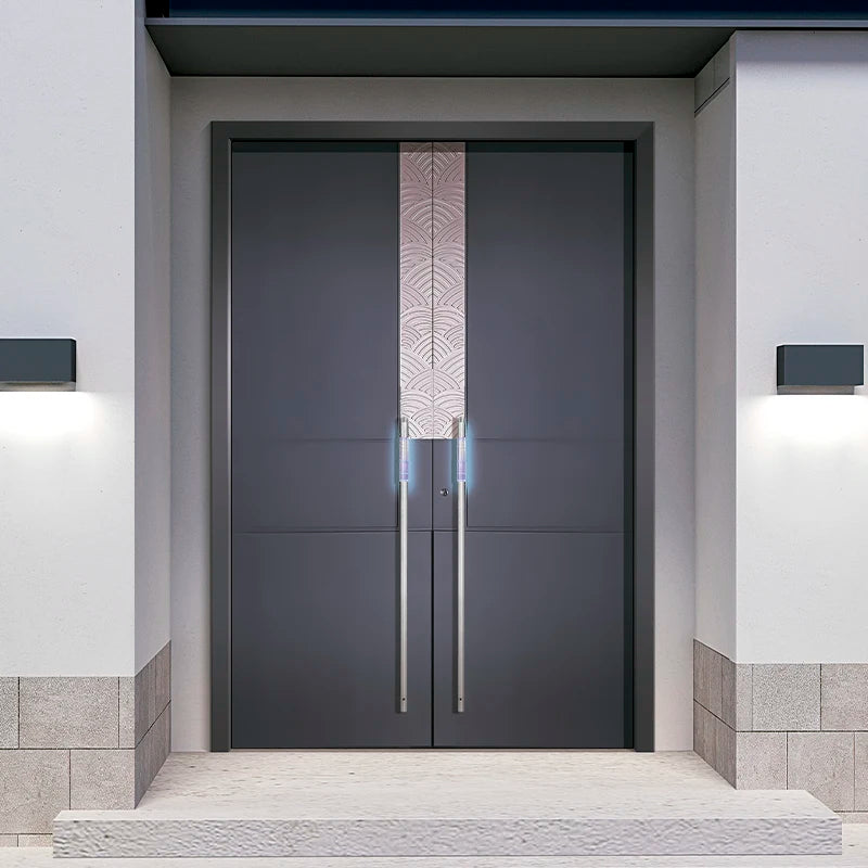 JHR Italian Luxury Design Entrance Door Exterior Security Front Pivot Door Modern Entry Black Aluminum Pivot Door