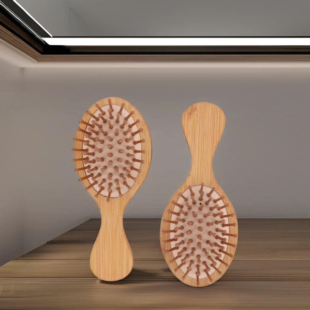 Professional Home Use Bamboo Handle Wood Needle Hair Brush and Anti-Static Oval Air Cushion Combs Common Beauty Tools