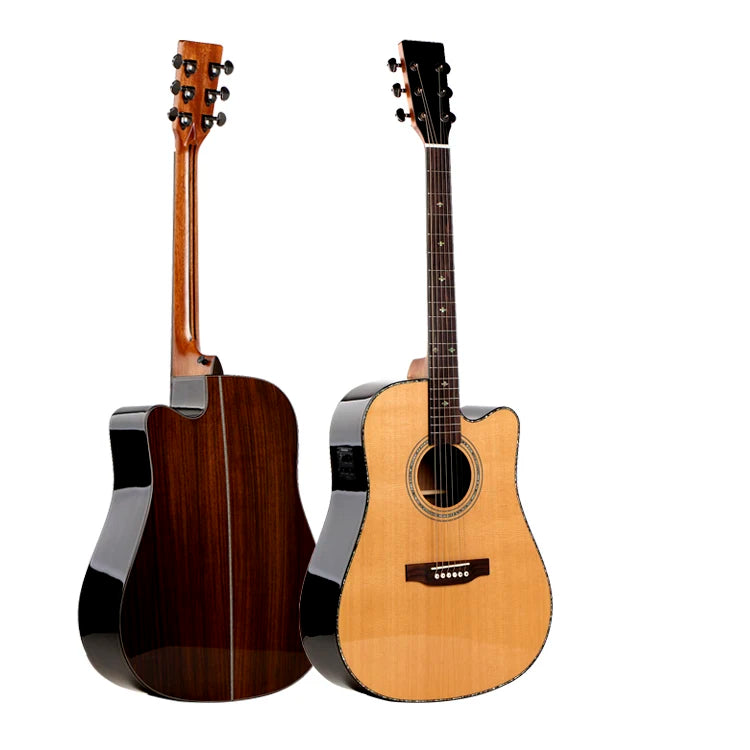 Simger W-969SS 41-Inch Cutaway Solid Wood Acoustic Guitar with Santos Rosewood Back/Sides Mahogany Neck Rosewood Fingers
