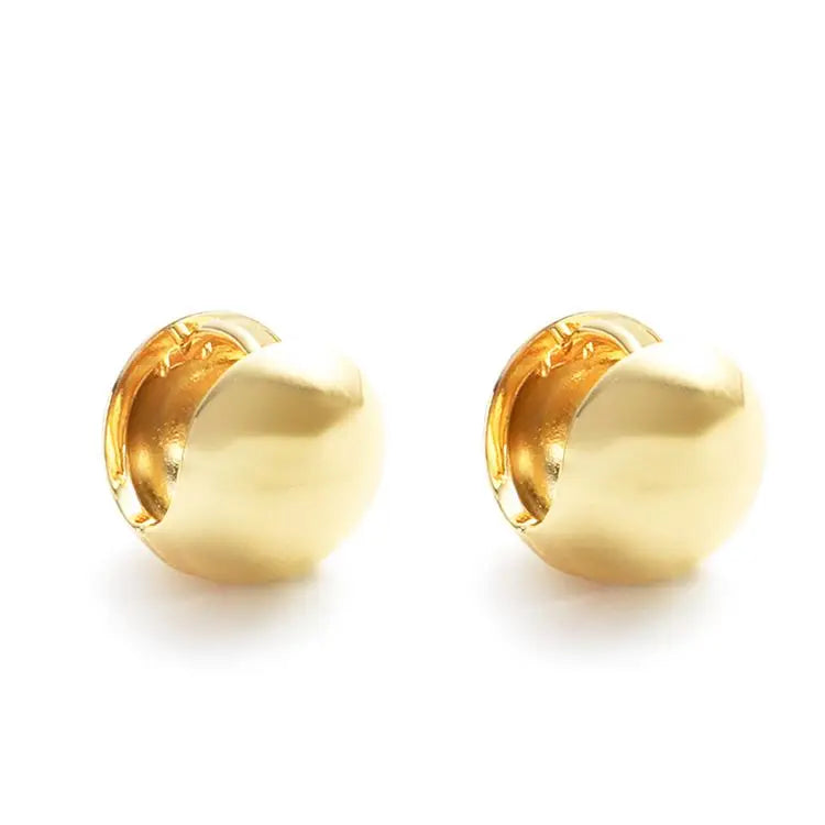 Chris April Brass PVD Plated Gold Silver Chunky Ball Shape huggies Hoops Earring