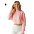 Custom Design Premlum Quality Loose Zipper Sports Hoodies Women Outdoor Warm Active Wear Jacket Crop Top Zip Sweatshirts