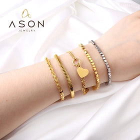 Ason Jewelry Wholesale Adjustable Heart Ladies Bracelet 18k Gold Plating the Designer Couple Bracelet Femme Ajustable for Women
