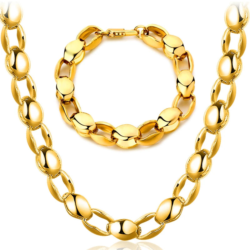 Hip Hop Simple Design 18k Gold Plated Men Necklace Chain