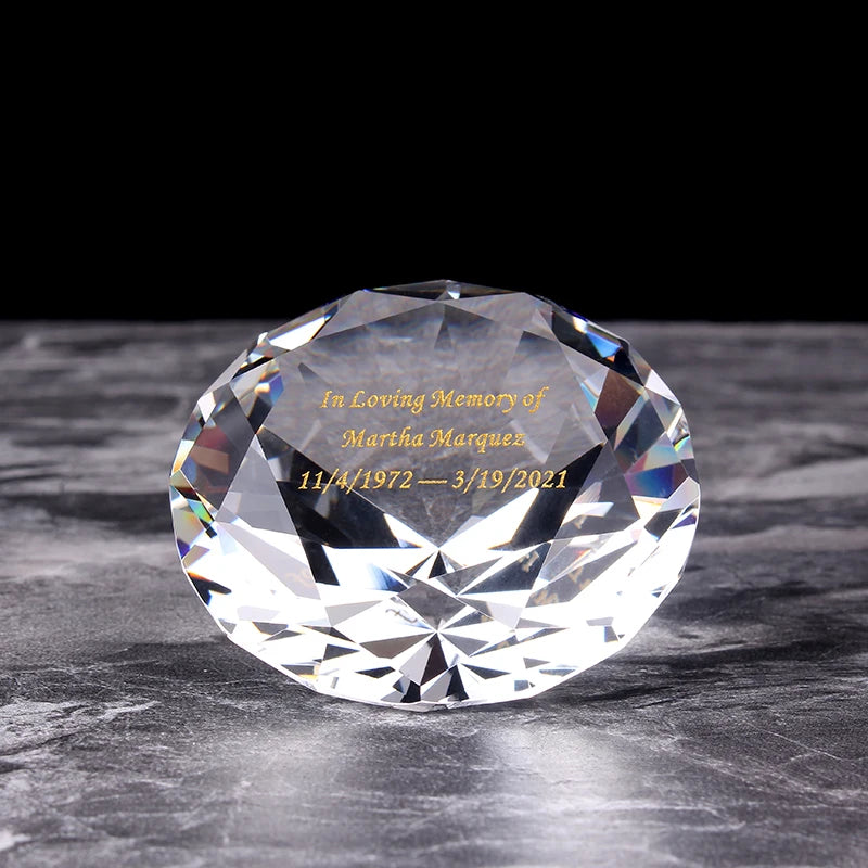 Golden Custom 60mm Wedding Souvenirs Guests Crystal Glass Diamond