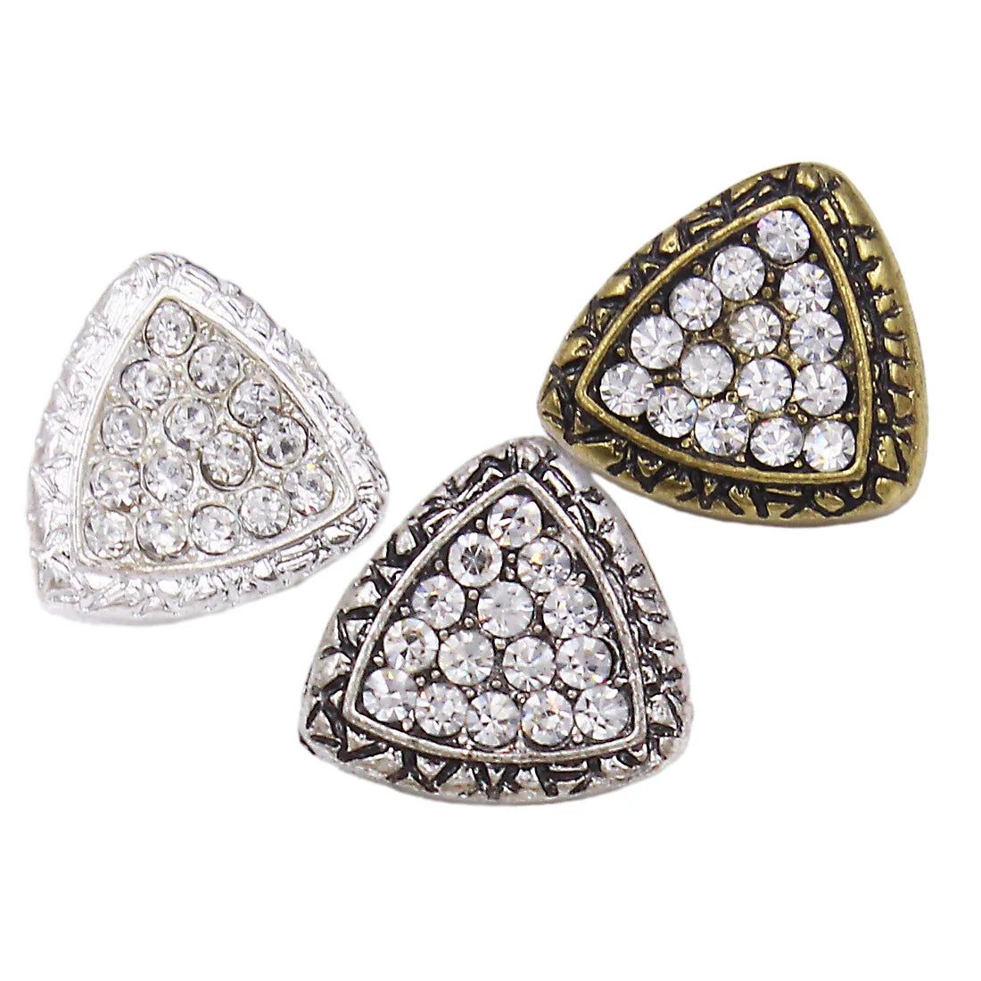 RB062 Custom Fancy Design Triangel Crystal Rhinestones Buttons for Shirt Skirt Sweater Metal Shank Button Summer