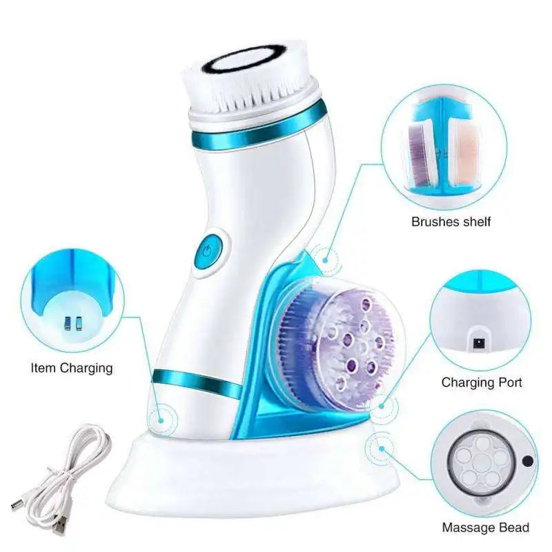 2023 Facial Cleansing Brush Multi-Function Waterproof Portable Beauty and Face Washing System Electric Face Cleansing Tools