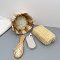 Hot Sale 6PCS Wooden Bath Set Exfoliating Glove Shower Flower Sponge Face Massager Foot Stone with Round Wood Box Bath Supplies