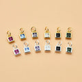 Hot Sale Colourful Zircon Charm Pendant 925 Sterling Silver Square Charm Pendant for Bracelet Necklace Making