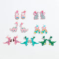 Wholesale Cute Valentine Day Coloured Dinosaur Rabbit Earrings Creative Shiny Acrylic Earrings for Women