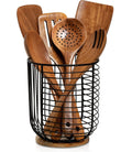 Good Quality Wood Iron Modern Stylish Extra Large Black Wire Crock Kitchen Countertop Organizer Utensil Holder Household Items