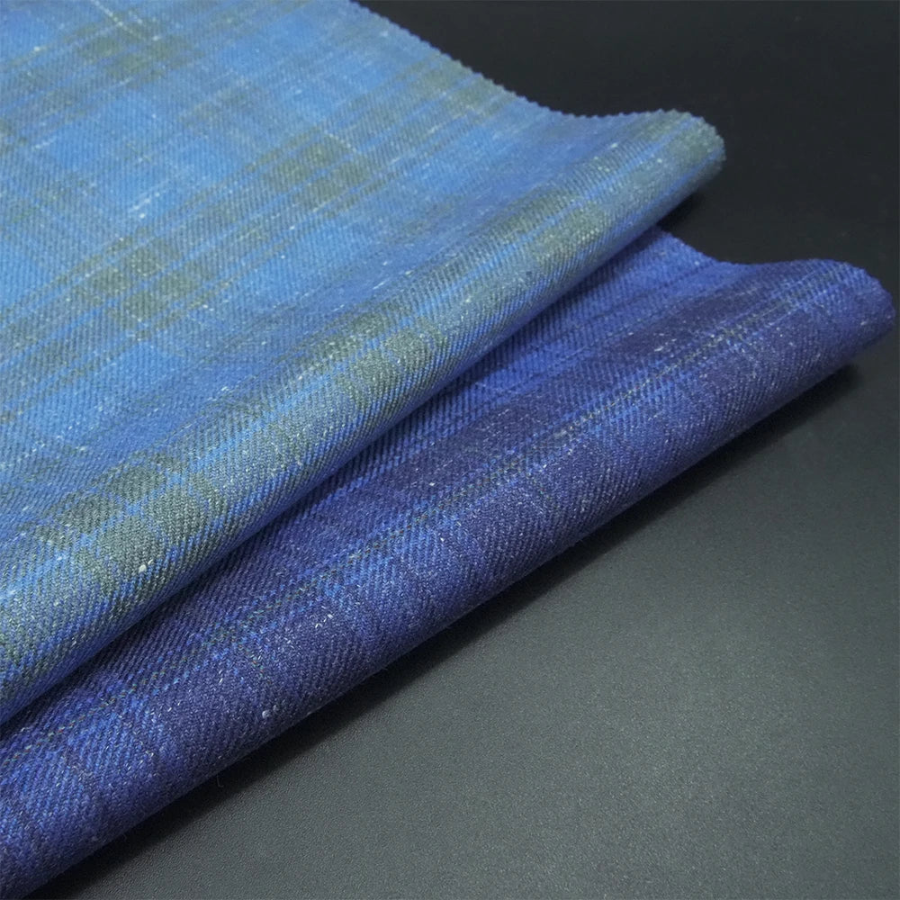 In Stock Worsted Wool Linen Silk Blend Suiting Fabric for Men/Women Jackets & Suits Plaid Pattern Organic Eco-Friendly Anti-Pill
