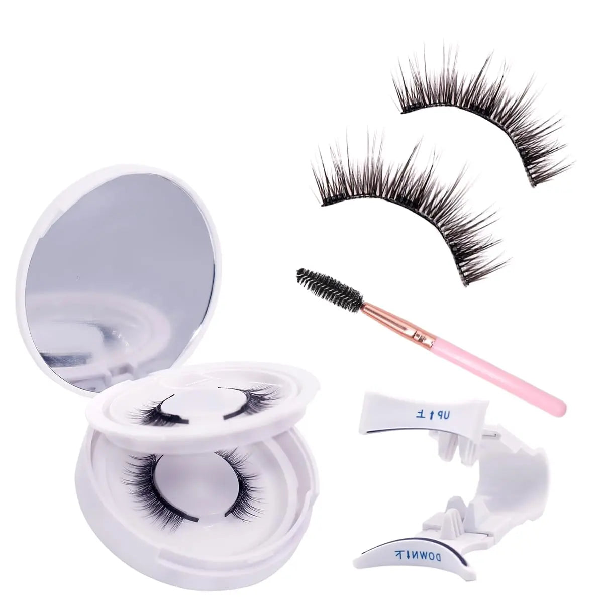2 Pairs Reusable Waterproof Double Sided Fake Eyelashes logo Custom Lightweight Magnets Lash with Clip 3D Magnetic Eyelashes