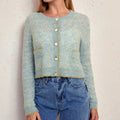 Winter Cardigan American O-neck All-match Vintage Ladies Elegant Women's  Sweaters