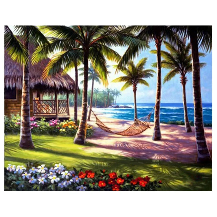 5D Full Diy Diamond Painting Mosaic Handmade Summer Beach Landscape square Diamond Sets ASF466