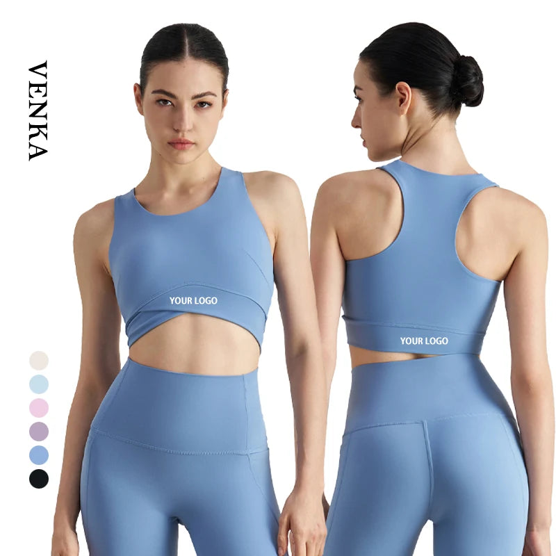 High Quality XL Ladies Crop Top Custom Gym Running Yoga Sports Bra Removable Chest Padding Front Lightweight Soft New Design