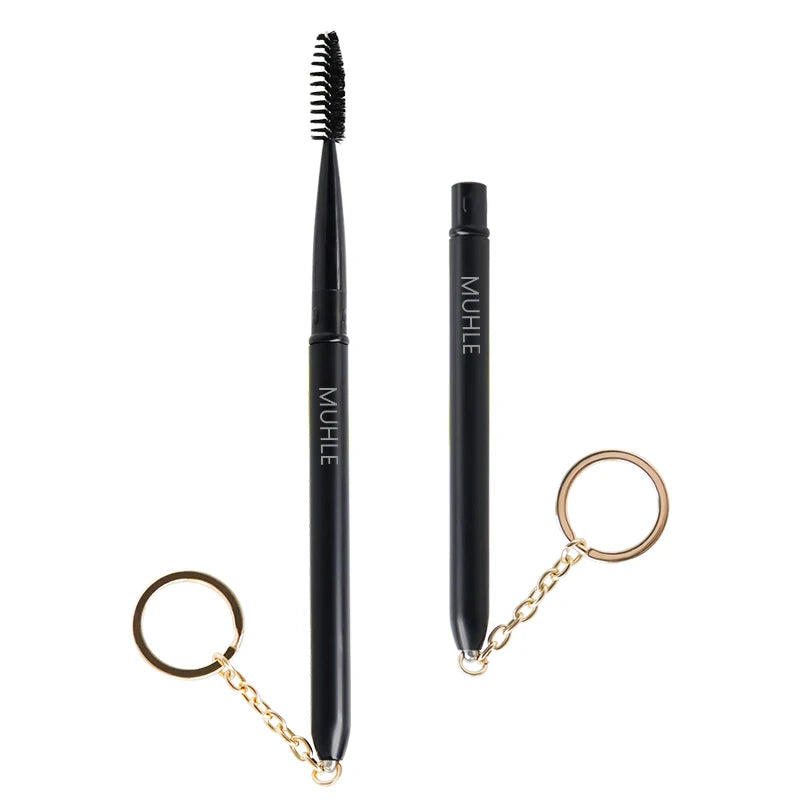 Black Reusable Eyelash Lift Tool Mascara Spoolies Brush Short Lash Wands Keychain Lash Spoolie