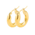 European Trend Minimalist Men/Women Stainless Steel Plated 18K Gold Smooth Surface Round Earrings