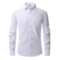 Business Casual Long-Sleeved Solid Color Four-Sided Elastic Loose Outer Wear for Autumn Men's Shirt