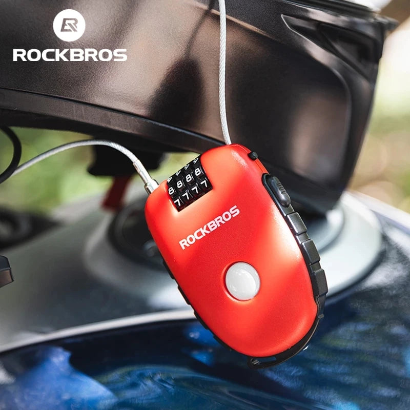ROCKBROS Portable Steel Cable Lock Telescopic Wire Lock Motorcycle Helmet Password Lock