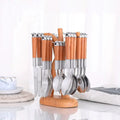 Wholesale Sustainable Stainless Steel 24-Piece Classic American Cutlery Set Mirror Polish Holder Knife Fork Spoon for Home