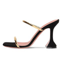 Square Toe Heels Women Mules Slippers Party Shoes Summer Sandals