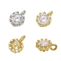 Simple 6*8mm Pave Zircon Daisy Flower Charm Gold Silver Claw Round Zircon Pendant for Earrings Necklace Jewelry Making