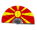 New Product Customized National Cuntry Flag Macedonia Folding Bamboo Hand Held Fan