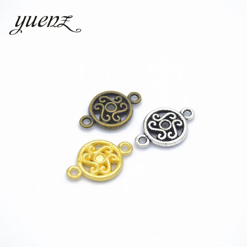 YuenZ 3 Color Antique Silver Color Round Hollow Charms Fit for Bracelet Necklace DIY Metal Jewelry Making 19*12mm B118