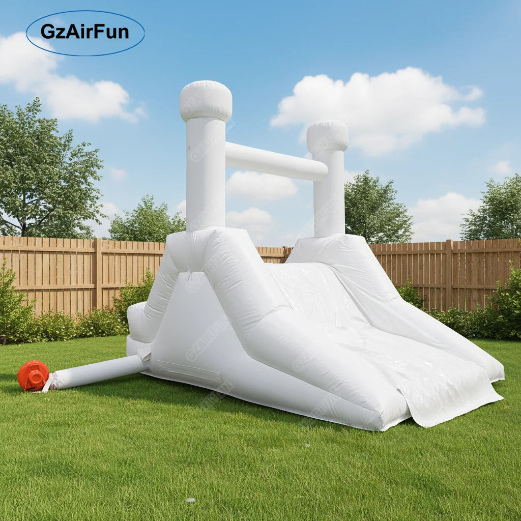 New Design White PVC Tarpaulin Inflatable Water Slide Kids Home Backyard Swimming Pool Model Double Stitching Repair Sea
