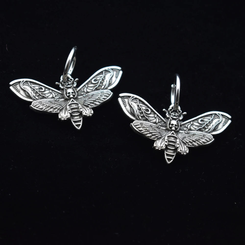 Gothic Gothic Big Death's Head Hawkmoth Earrings Deathhead Jewelry