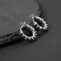 RZ0014 Abiding Fine Jewelry Inside Outside Drop Hoops Blue Diffusion Sapphire 925 Sterling Silver Small Huggie Hoop Earring