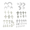 20-100pcs/bag Stainless Steel Hammered Cross Filigree Tags Engraved Moon Pendant Plain Anchor Shaped Charms DIY Jewelry Making