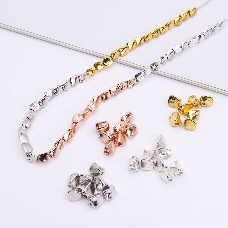 Different Size Loose Bead 925 Sterling Silver Twist Triangle Spacer Beads for Bracelet and Necklace Making
