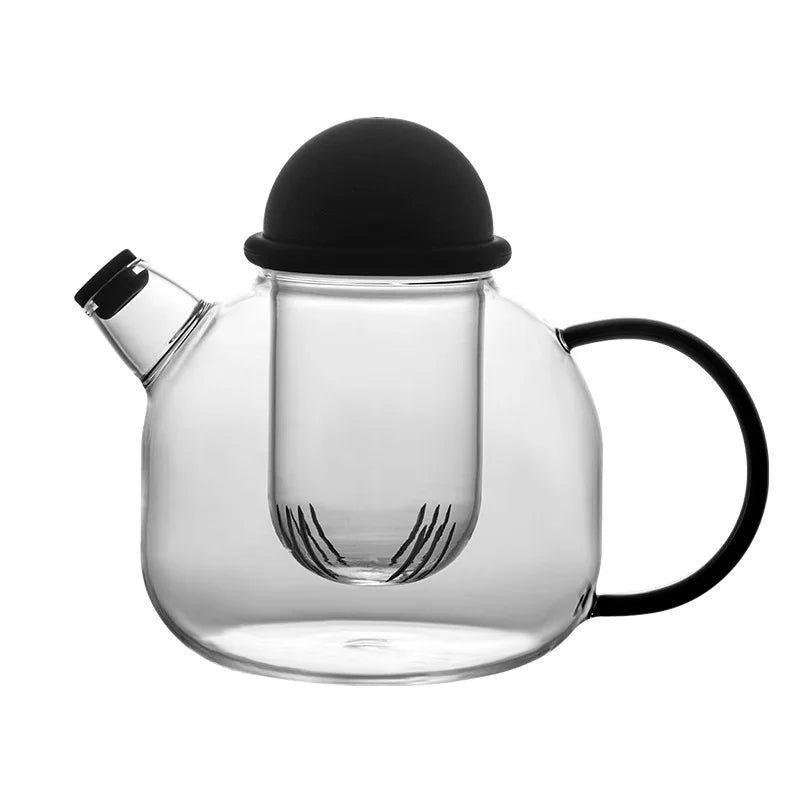 Olive Nordic Style Eco-Friendly Portable Coffee Pot Short Mouth High Borosilicate Transparent Filter Black Silicone Cover Glass