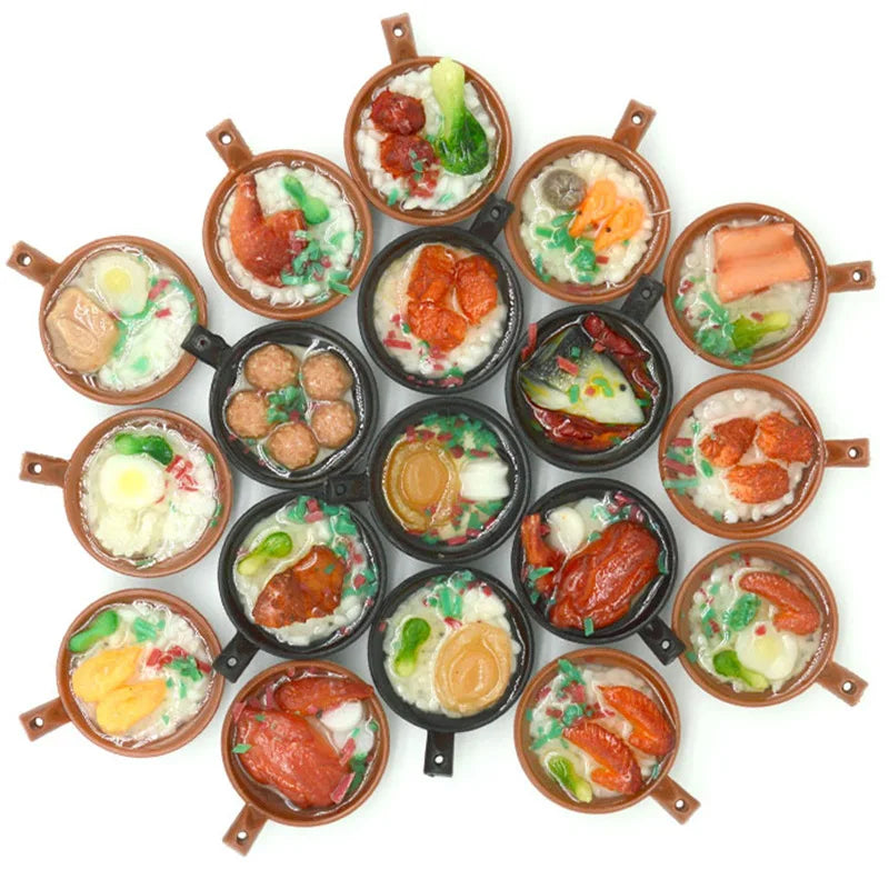 Wholesale PVC Imitation Food Pendant Key Chain Creative Mini Casserole Casserole Rice Key Ring Pendant