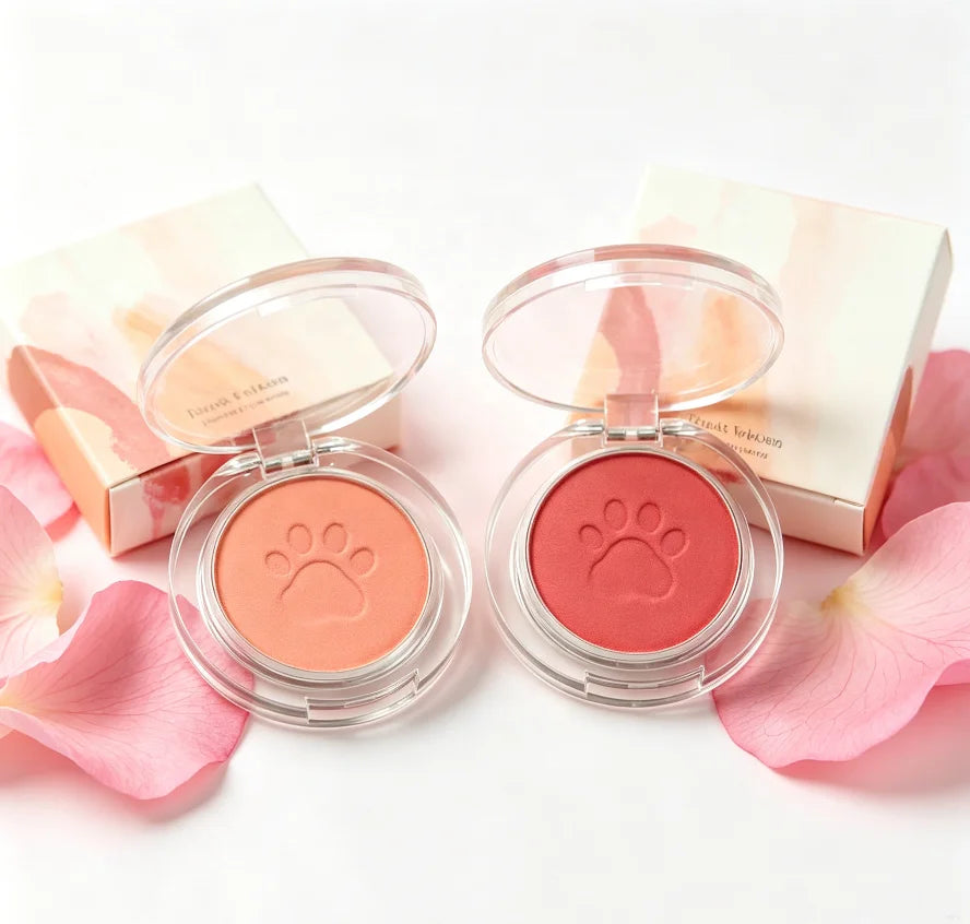 Hot Sale Single Color Mineral-Based Cream Cosmetics Waterproof Pressed Powder Blush with Paw Design Sunscreen Feature-No Logo