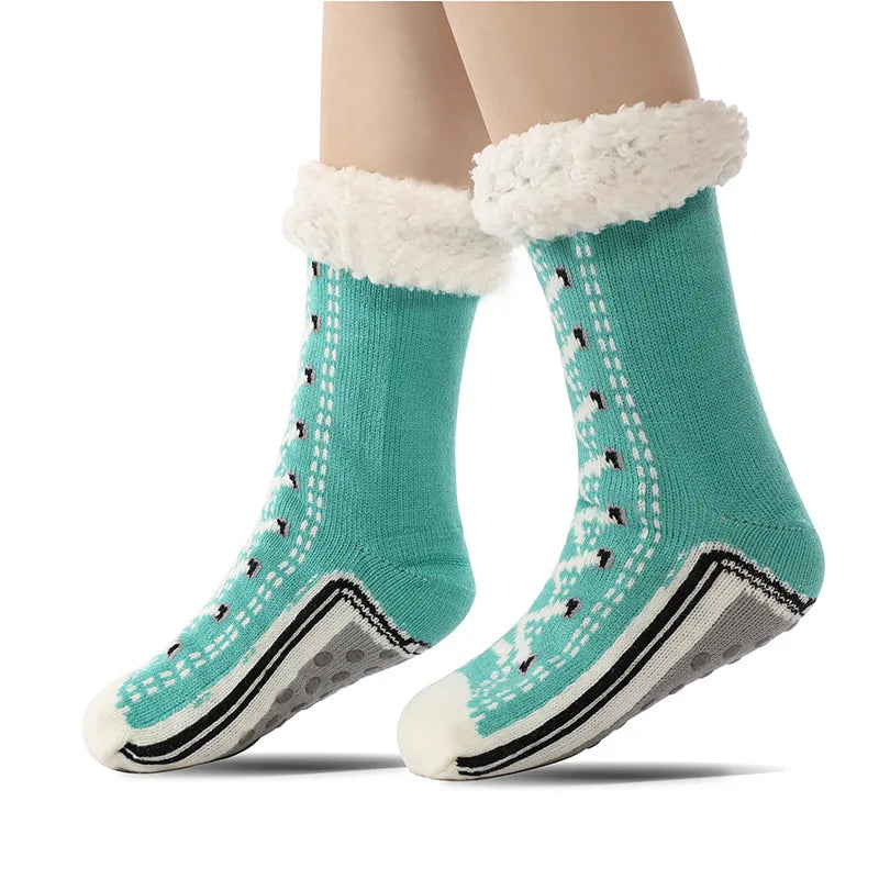 Fluffy Sock Women Winter Warm Plush Non Slip Home Sleeping Soft Female Floor Grip Fuzzy Socks