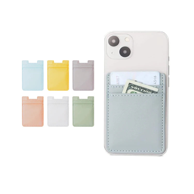 Factory Price Custom Fashion Minimalism Slim PU Leather Cellphone Adhesive Credit Card Holder with No Closure 3 Cards Capacity