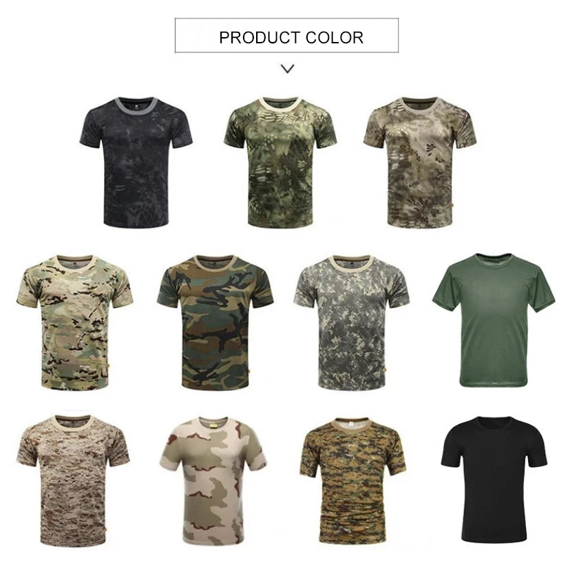 Men Casual Short Sleeve T Shirts Custom Printed 100%Polyester T Shirts Camouflage T-Shirt Quick Dry Outdoor Gym Male Clothing