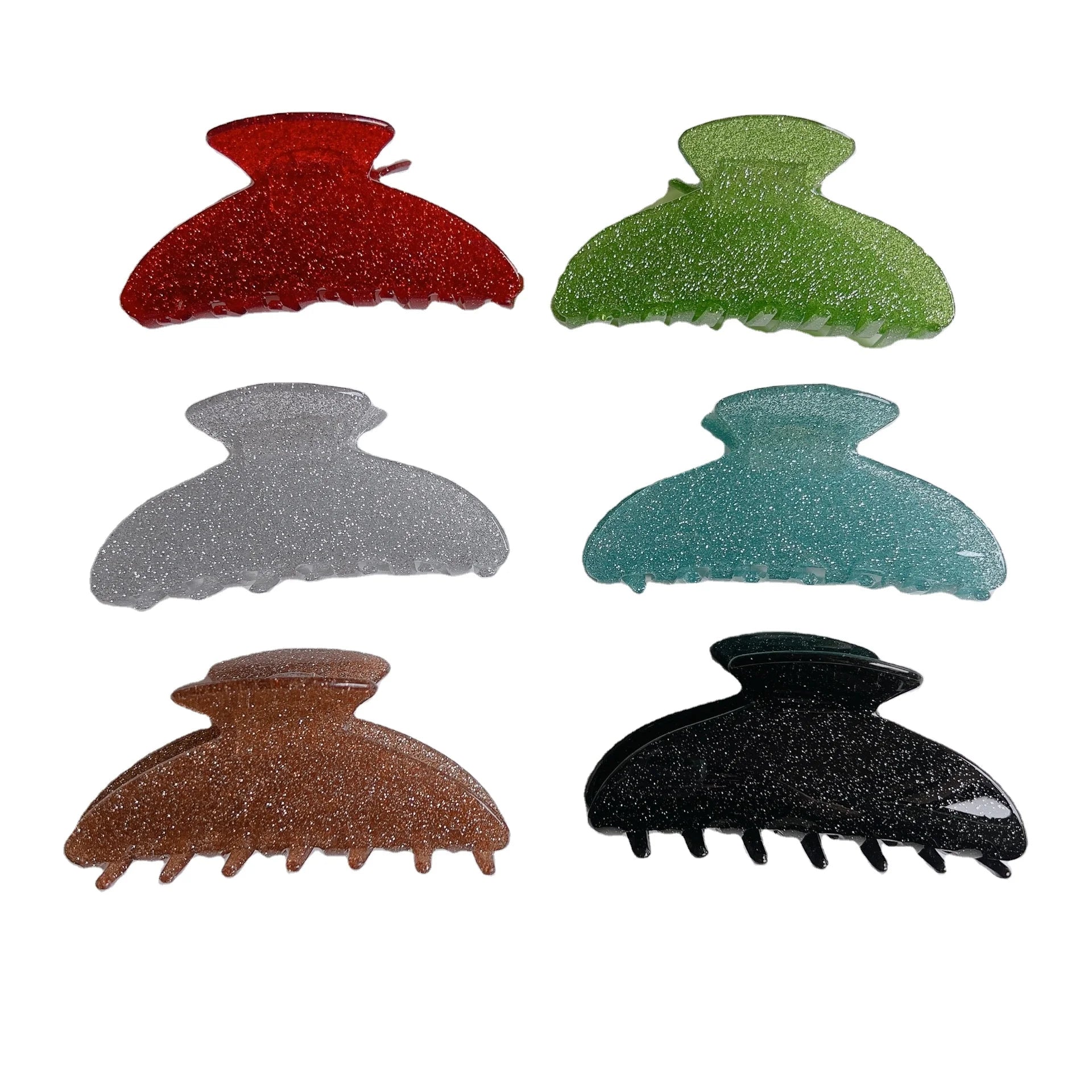 Wholesale Colorful Glitter Shark Cellulose Acetate Hair Clips Fashion Retro Hair Clips Shiny Hair Claw Clips for Women