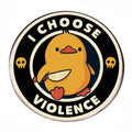 Custom Cute Lapel Pin I Choose Violence Brooch Little Yellow Duck with a Knife Pin Violent Goose Brooch Metal Alloy Badge