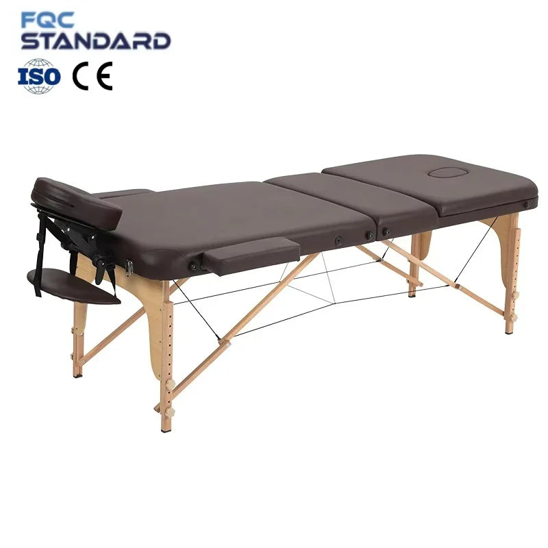PVC 3-Section Foldable Massage Table-Portable Adjustable Backrest Storage Shelf for Professional Spa/Tuina Use | Sample