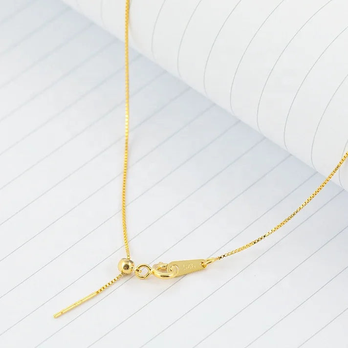 NEW Wholesale Fashion Jewelry 0.65mm 0.8mm Adjustable 925 Sterling Box Chain Silver Necklace Rose Gold Plated Necklace Chains